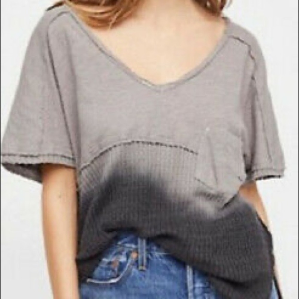 We The Free People Ombré Sun Dial Top Gray Grey